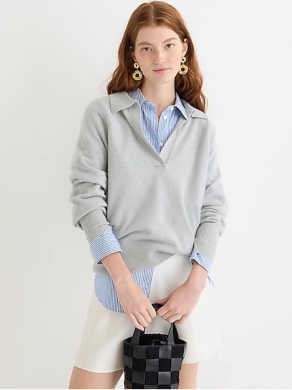 J. Crew S Wool Blend Gray V Neck Sweater